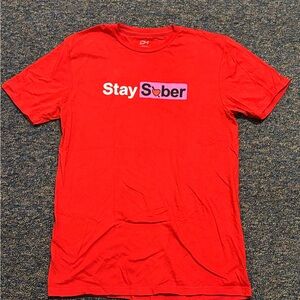 Red Stay Sober Valentines Day Men's T-Shirt Size Medium
